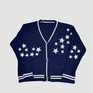 Ada - Cardigan con bottoni sul davanti e motivo a stelle