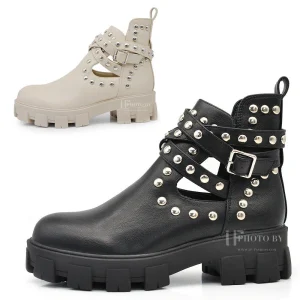 Scarpe Stivali Stivaletti Primaverili Alla Caviglia Da Donna Con Borchie GR-6608