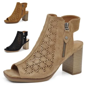 Scarpe Tronchetti Sandali Da Donna Con Tacco Blocco Cerimonia Spuntati XG116