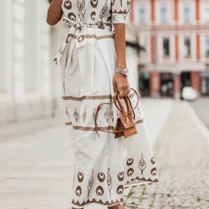 Isalina - Elegante abito vintage stampato con cintura