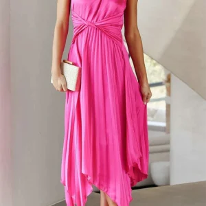 Alina - Elegante abito midi monospalla plissettato