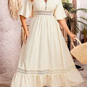 Charisse - Elegante abito maxi con scollo a V e linea ad A