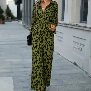 Eliza - Tuta elegante a maniche lunghe con stampa leopardata