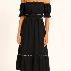 Nina - Elegante abito midi con spalle scoperte