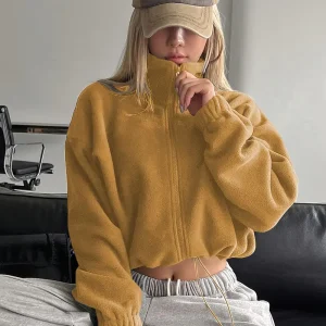 Belle - Giacca da donna con cerniera e coulisse sull'orlo