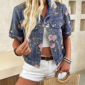 Wanda - Giacca di jeans stampata da donna