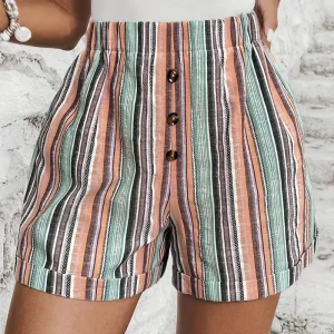 Maggie - Pantaloncini a vita alta con strisce a contrasto