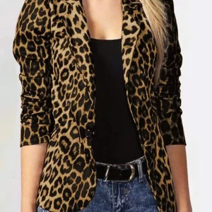 Aeliana - Blazer elegante con stampa leopardata e un bottone