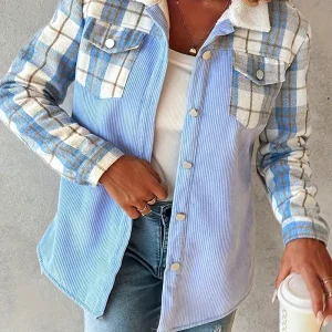 Almira - Giacca in velluto a coste a quadri alla moda da donna