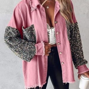 Lindsey - Giacca casual ed elegante con maniche in paillettes