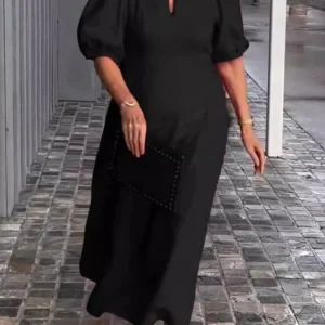 Hyacintha - Abito lungo casual con maniche a sbuffo