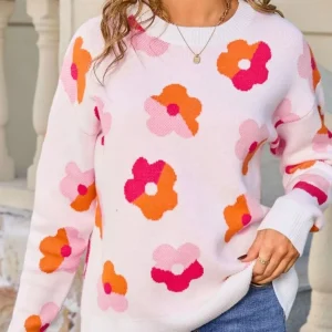 Bethel - Maglione caldo floreale a maniche lunghe