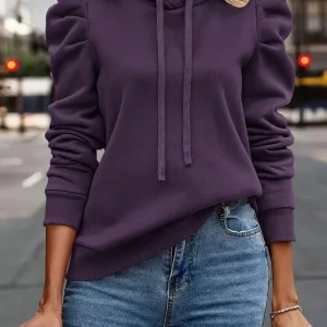 Yelena - Felpa casual con maniche lunghe a sbuffo