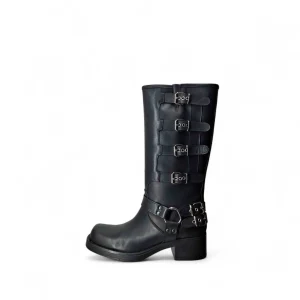 Kammi Con Fibie Stivali senza Tacco da Donna – Nero - STIVALE FIBIE