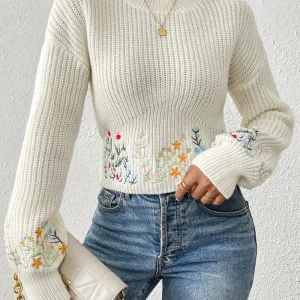 Camille - Elegante maglione da donna in maglia floreale