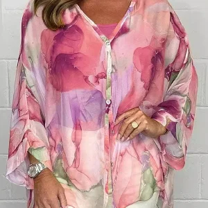 Zia - Blusa colorata a maniche lunghe con vestibilità ampia