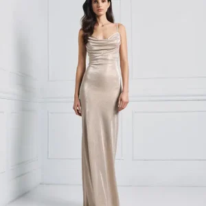 Access Fashion Abito lungo drappeggiato effetto metalizzato mod. 3342 PE25