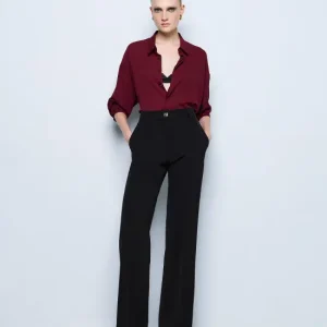 Access Fashion Pantaloni a gamba larga con bottone monogramma mod. 5054 AI25