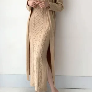 Zandra - Elegante Completo con Abito Lungo e Cardigan in Maglia