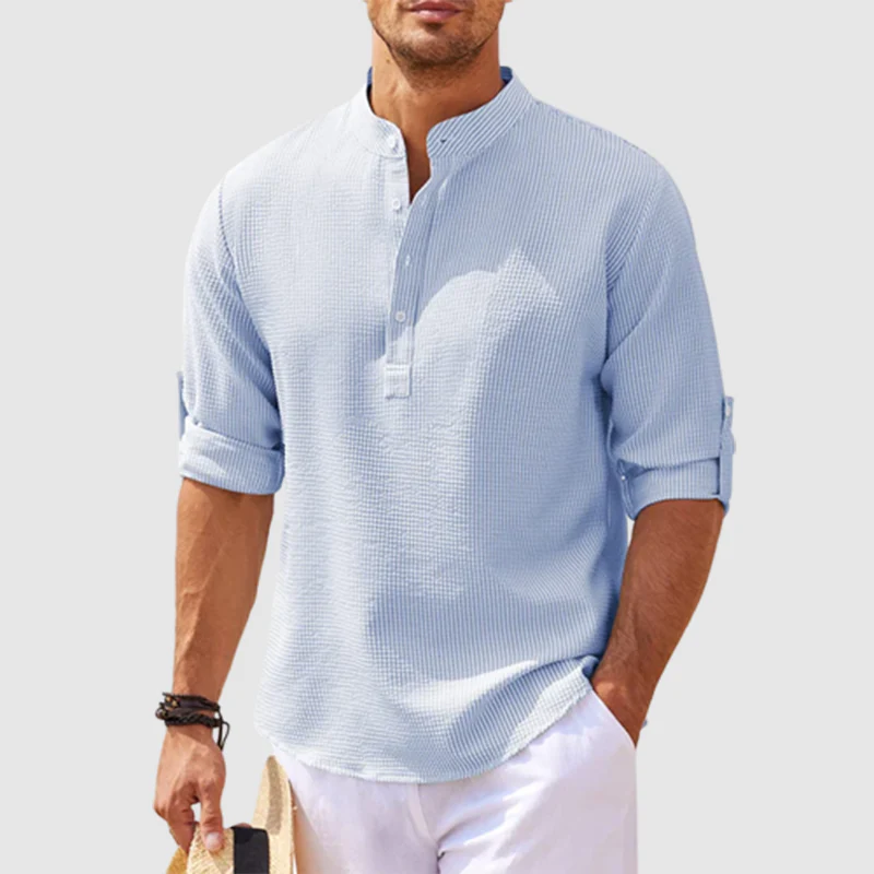 Camicia in Lino Henley a Maniche Lunghe - immagine 2