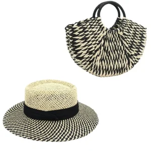 Set di Cappello e Borsa in Paglia