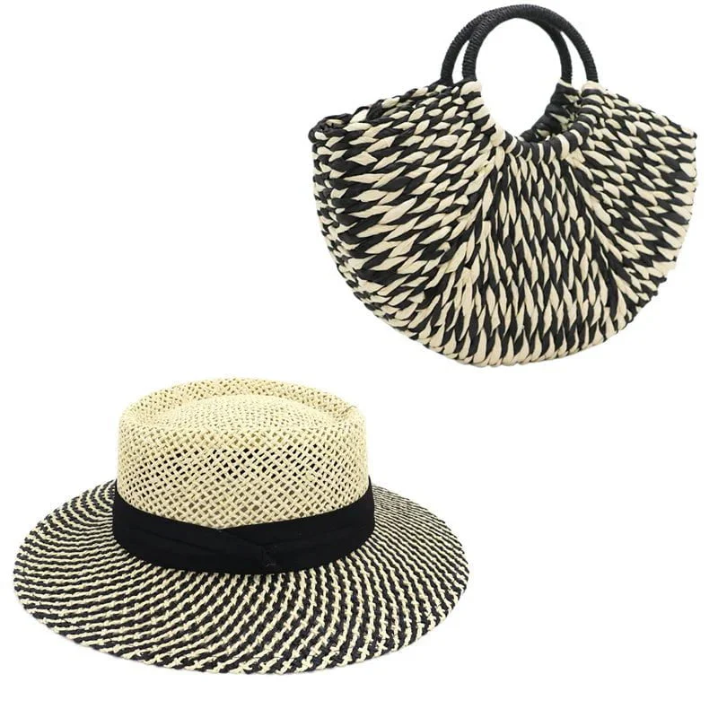 Set di Cappello e Borsa in Paglia