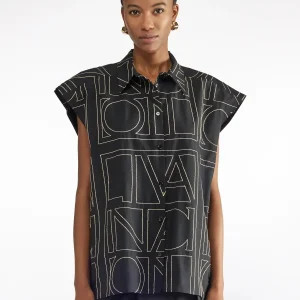 Liviana Conti Camicia in popeline di cotone ricamo logo mod. F5SK83 PE25
