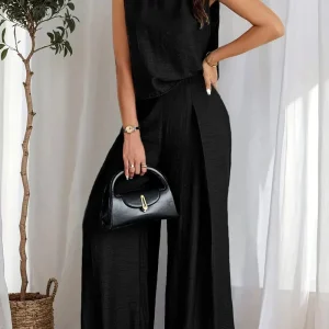 Carmina - Completo casual con top smanicato e pantaloni a gamba larga