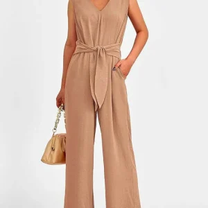 Ashlene - Elegante tuta a gamba larga con cintura regolabile