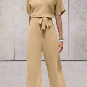 Vespera - Elegante Tuta a Gamba Dritta con Collo Rotondo