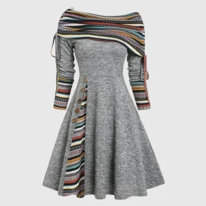 Alison - Abito invernale a maniche lunghe con spalle scoperte