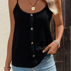 Agnes - Canotta casual senza maniche con bottoni