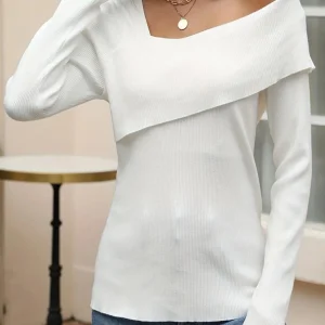 Liora - Elegante maglia asimmetrica a un solo spalla con manica lunga