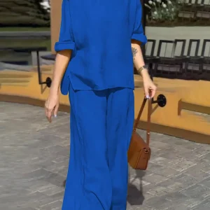 Alaya - Completo casual con blusa ampia e pantaloni a gamba larga