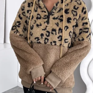 Emmeline - Felpa con cappuccio leopardata alla moda per le donne