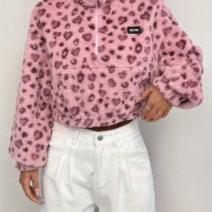 Beatrice - Giacca con cerniera e stampa leopardata