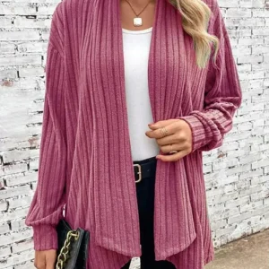 Leticia - Cardigan chic a coste con apertura frontale