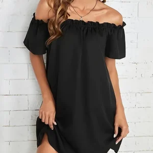 Mariana - Elegante mini abito a maniche corte con spalle scoperte