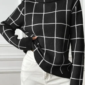 Zahava - Maglione a Collo Alto a Quadri Elegante e Caldo