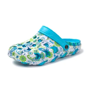 JOMIX Damen Clogs mit Fußbett Sommer Bunte Gartenschuhe Arbeitsclogs Anti-Rutsch Leicht Gummi Hausschuhe Pantoletten Wandern Meer Strand Pool