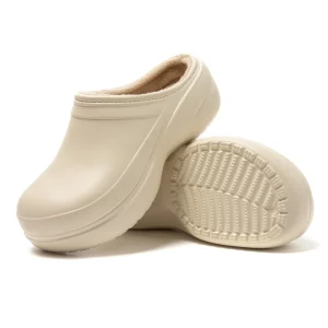 JOMIX Gefütterte Clogs Damen Hausschuhe Orthopädische Pantoletten Plüsch Pantoffeln Schlappen Winter Taumelschuhe Sandalen