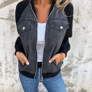Zuzanna - Giacca di jeans elegante con zip