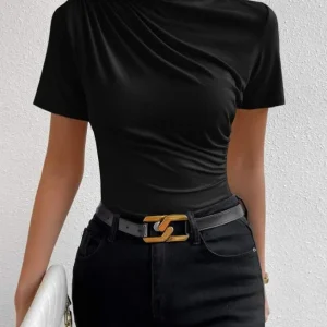 Margaret - Top a maniche corte plissettato