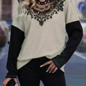 Ada - Elegante top in pizzo a maniche lunghe