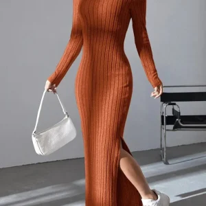 Angela - Abito in maglia aderente a maniche lunghe da donna